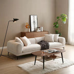 Canapé moderne 4 places en tissu bleu et blanc, 108,3 pouces (275 cm) de large.