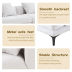 Canapé moderne 4 places en tissu bleu et blanc, 108,3 pouces (275 cm) de large.