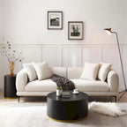 Canapé moderne 4 places en tissu bleu et blanc, 108,3 pouces (275 cm) de large.