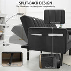 Canapé d'angle en velours en forme de L, convertible en futon avec dossier inclinable séparé pour les petits espaces - 2 personnes