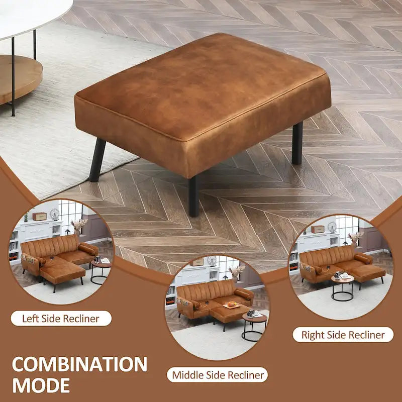 Canapé d'angle en velours en forme de L, convertible en futon avec dossier inclinable séparé pour les petits espaces - 2 personnes