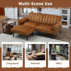 Canapé d'angle en velours en forme de L, convertible en futon avec dossier inclinable séparé pour les petits espaces - 2 personnes