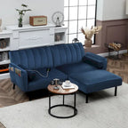 Canapé d'angle en velours en forme de L, convertible en futon avec dossier inclinable séparé pour les petits espaces - 2 personnes