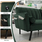 Canapé d'angle en velours en forme de L, convertible en futon avec dossier inclinable séparé pour les petits espaces - 2 personnes