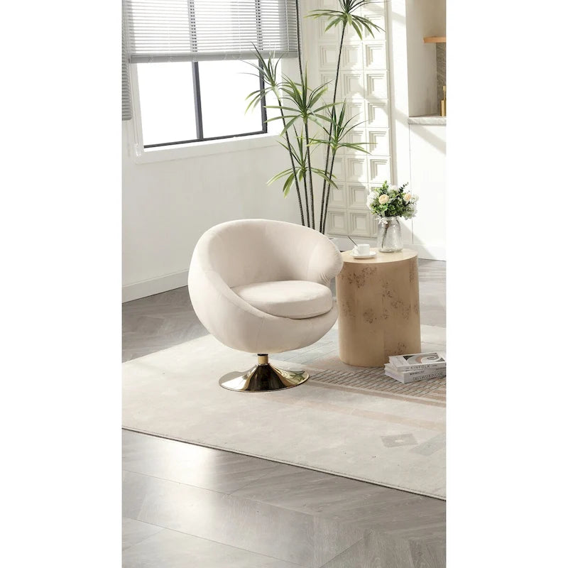 Fauteuils d'appoint HOMEFUN en velours pivotants à 360 degrés, forme tonneau, à dossier ergonomique