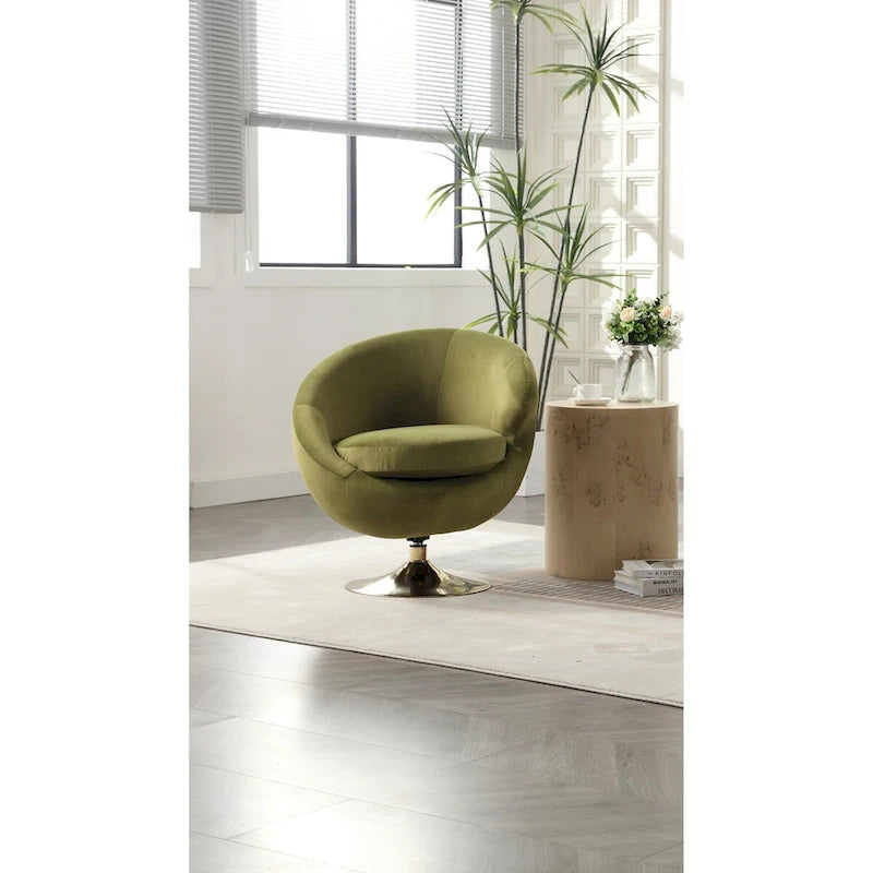 Fauteuils d'appoint HOMEFUN en velours pivotants à 360 degrés, forme tonneau, à dossier ergonomique