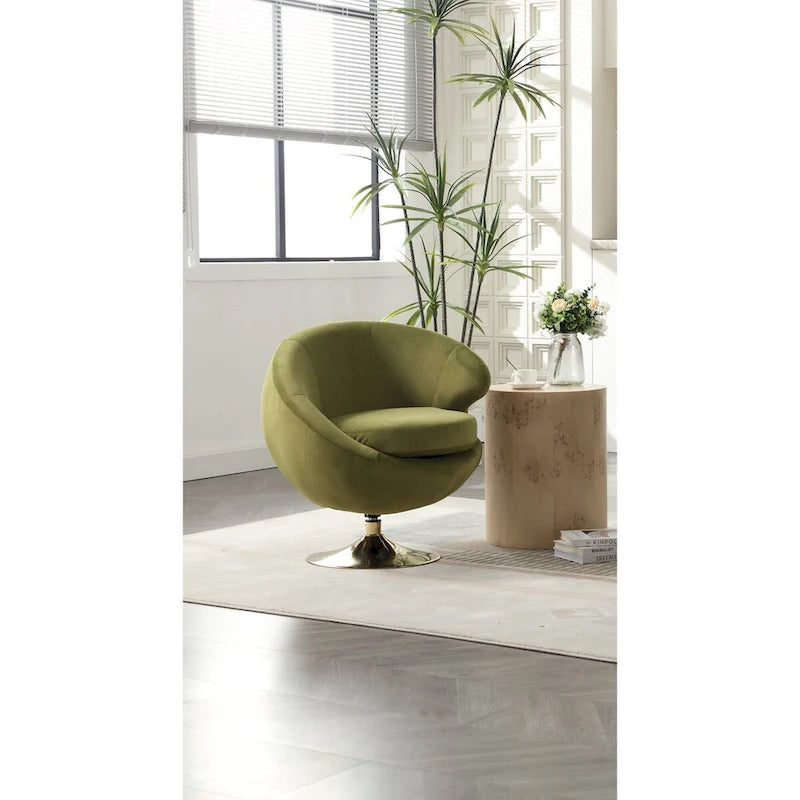 Fauteuils d'appoint HOMEFUN en velours pivotants à 360 degrés, forme tonneau, à dossier ergonomique