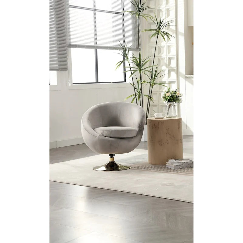 Fauteuils d'appoint HOMEFUN en velours pivotants à 360 degrés, forme tonneau, à dossier ergonomique