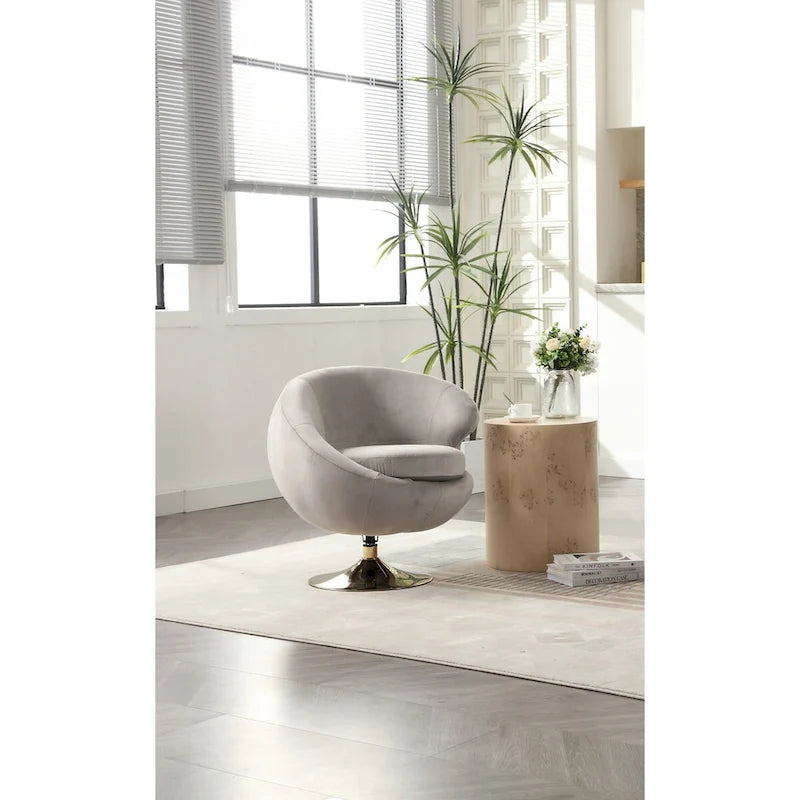 Fauteuils d'appoint HOMEFUN en velours pivotants à 360 degrés, forme tonneau, à dossier ergonomique