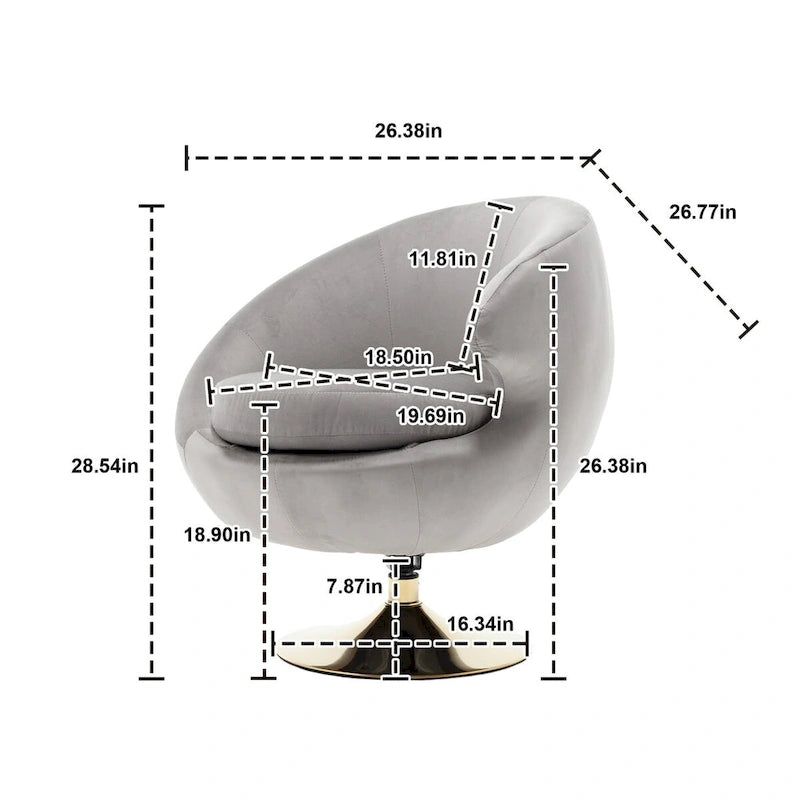 Fauteuils d'appoint HOMEFUN en velours pivotants à 360 degrés, forme tonneau, à dossier ergonomique