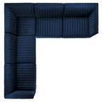 Canapé d'angle 5 pièces Conjure Channel en velours capitonné haute performance