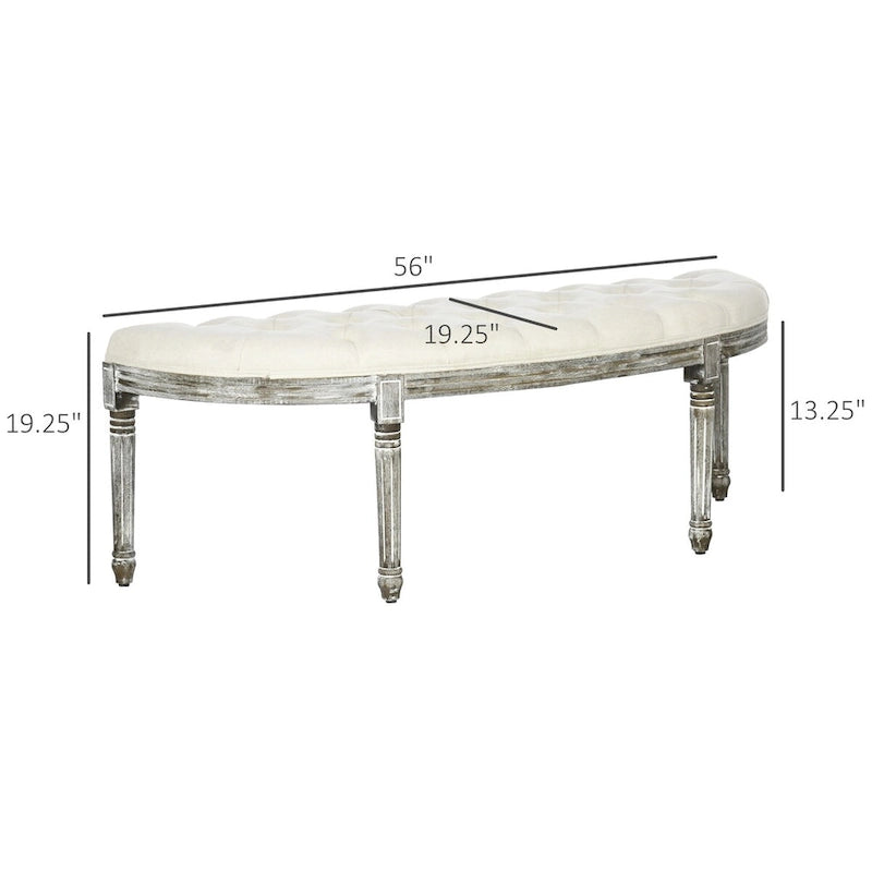 Banc de lit semi-circulaire avec motif capitonné
