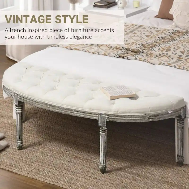 Banc de lit semi-circulaire avec motif capitonné