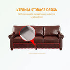 Canapé 3 places avec pieds en bois d'hévéa et finition cloutée