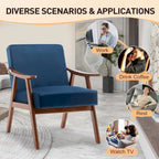 Fauteuil d'appoint moderne du milieu du siècle avec structure en bois massif, lot de 1