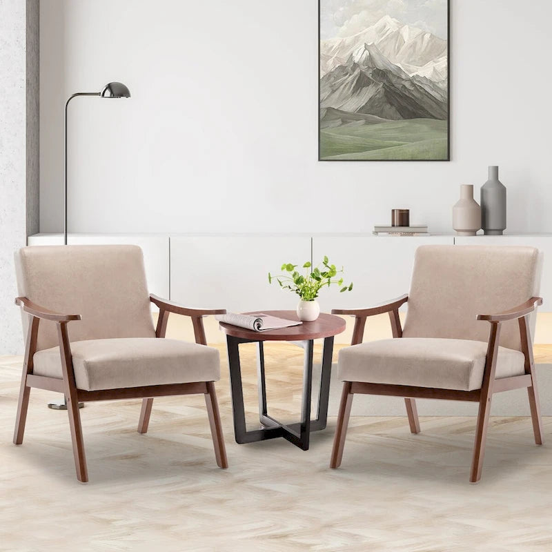 Fauteuil d'appoint moderne du milieu du siècle avec structure en bois massif, lot de 1