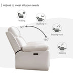 Canapé inclinable électrique avec chargeur sans fil, lampe de lecture, éclairage LED pour salon, revêtement en similicuir, port secteur/USB, porte-gobelet, noir