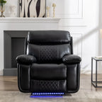 Canapé inclinable électrique avec chargeur sans fil, lampe de lecture, éclairage LED pour salon, revêtement en similicuir, port secteur/USB, porte-gobelet, noir