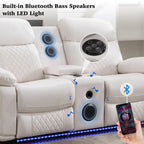 Canapé inclinable électrique avec chargeur sans fil, lampe de lecture, éclairage LED pour salon, revêtement en similicuir, port secteur/USB, porte-gobelet, noir