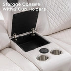 Canapé inclinable électrique avec chargeur sans fil, lampe de lecture, éclairage LED pour salon, revêtement en similicuir, port secteur/USB, porte-gobelet, noir