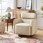 Fauteuil pivotant moderne Raphael en cuir véritable, style tonneau