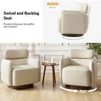 Fauteuil pivotant moderne Raphael en cuir véritable, style tonneau