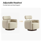 Fauteuil pivotant moderne Raphael en cuir véritable, style tonneau