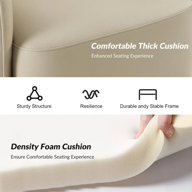 Fauteuil pivotant moderne Raphael en cuir véritable, style tonneau