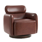 Fauteuil pivotant moderne Raphael en cuir véritable, style tonneau