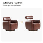 Fauteuil pivotant moderne Raphael en cuir véritable, style tonneau