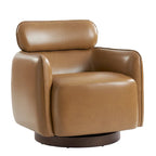 Fauteuil pivotant moderne Raphael en cuir véritable, style tonneau