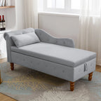 Chaise longue d'intérieur, fauteuil lounge en velours pour chambre à coucher avec rangement et coussin, chaise longue moderne rembourrée à accoudoirs arrondis