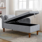 Chaise longue d'intérieur, fauteuil lounge en velours pour chambre à coucher avec rangement et coussin, chaise longue moderne rembourrée à accoudoirs arrondis