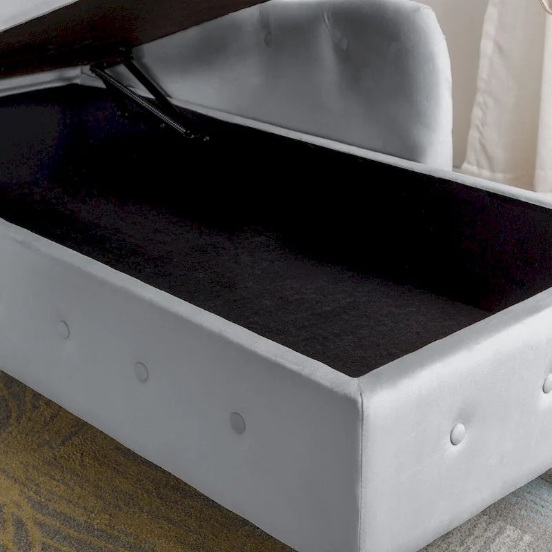 Chaise longue d'intérieur, fauteuil lounge en velours pour chambre à coucher avec rangement et coussin, chaise longue moderne rembourrée à accoudoirs arrondis