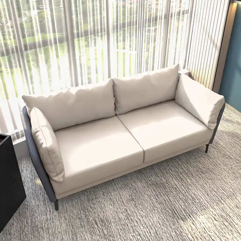 Canapé 3 places Luxify en cuir, revêtu de cuir, avec pieds en métal et coussins amovibles, idéal pour le salon et les pièces de détente.