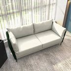 Canapé 3 places Luxify en cuir, revêtu de cuir, avec pieds en métal et coussins amovibles, idéal pour le salon et les pièces de détente.