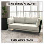 Canapé 3 places Luxify en cuir, revêtu de cuir, avec pieds en métal et coussins amovibles, idéal pour le salon et les pièces de détente.