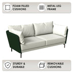 Canapé 3 places Luxify en cuir, revêtu de cuir, avec pieds en métal et coussins amovibles, idéal pour le salon et les pièces de détente.