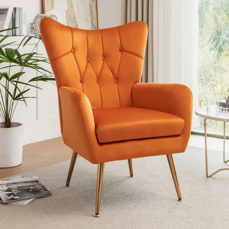 Fauteuil d'appoint rembourré à oreilles de style Mid-Century