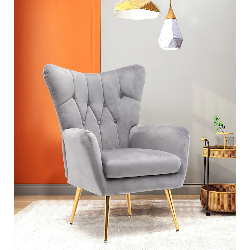 Fauteuil d'appoint rembourré à oreilles de style Mid-Century