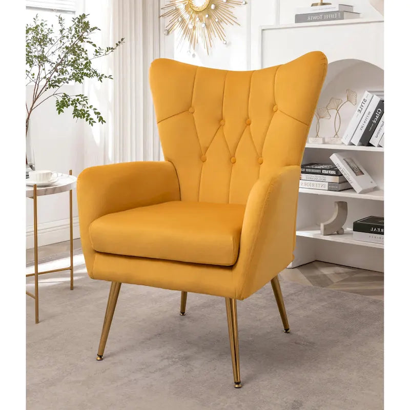 Fauteuil d'appoint rembourré à oreilles de style Mid-Century