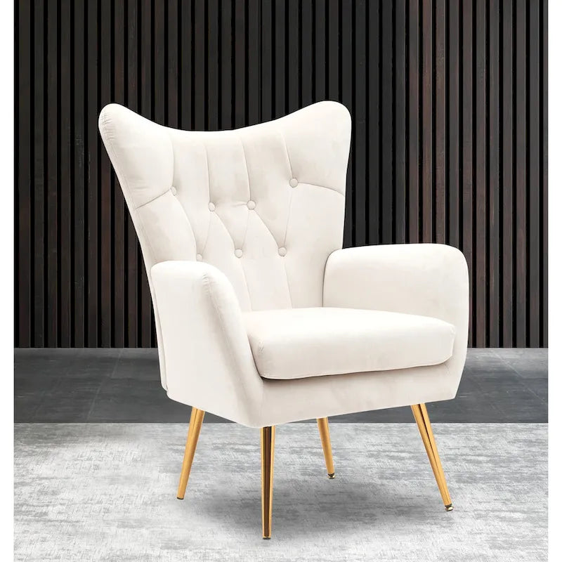 Fauteuil d'appoint rembourré à oreilles de style Mid-Century