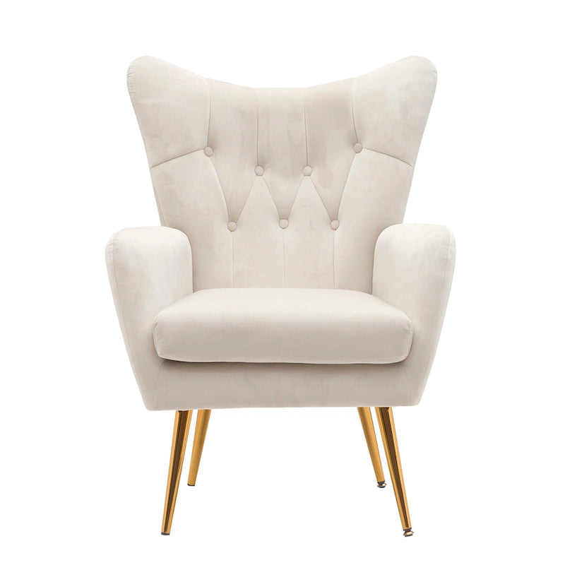 Fauteuil d'appoint rembourré à oreilles de style Mid-Century