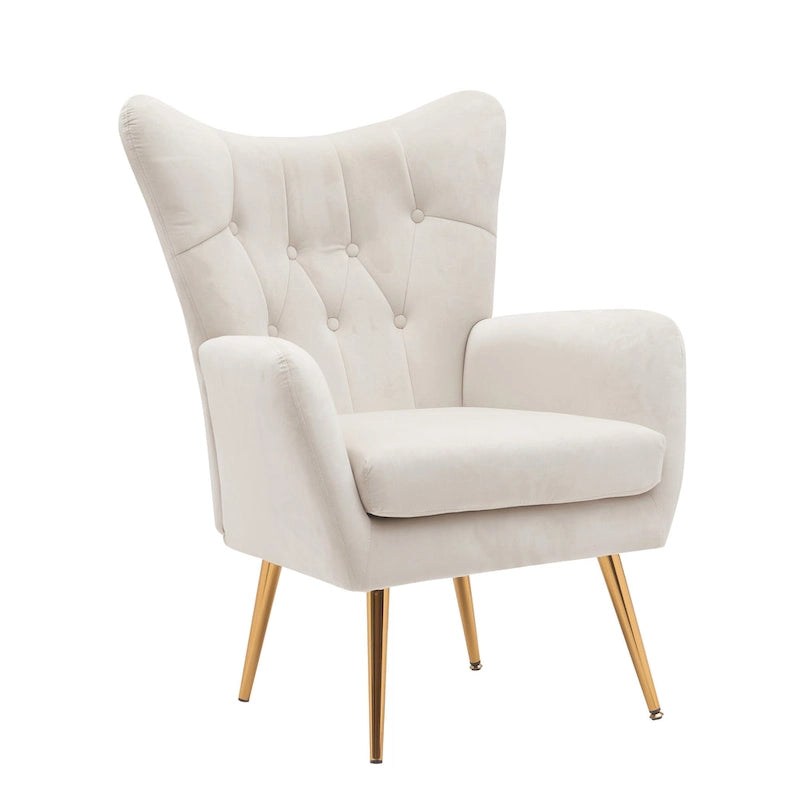 Fauteuil d'appoint rembourré à oreilles de style Mid-Century