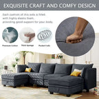 Canapé d'angle modulaire moderne en forme de U, convertible en lit avec méridienne réversible pour salon, avec assise de rangement