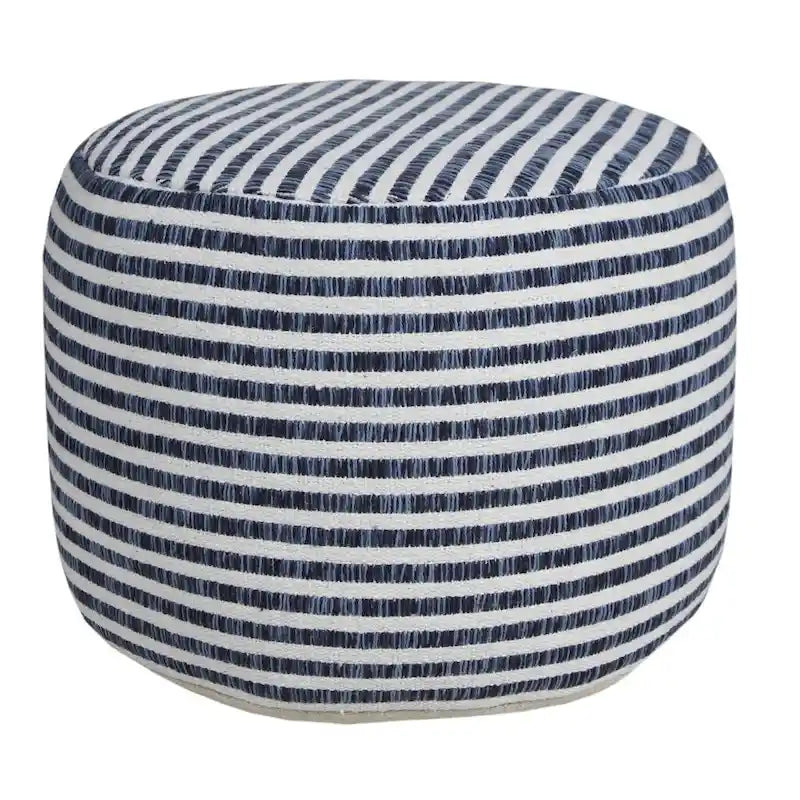 Pouf HomeRoots 18 Bleu 100 % Coton