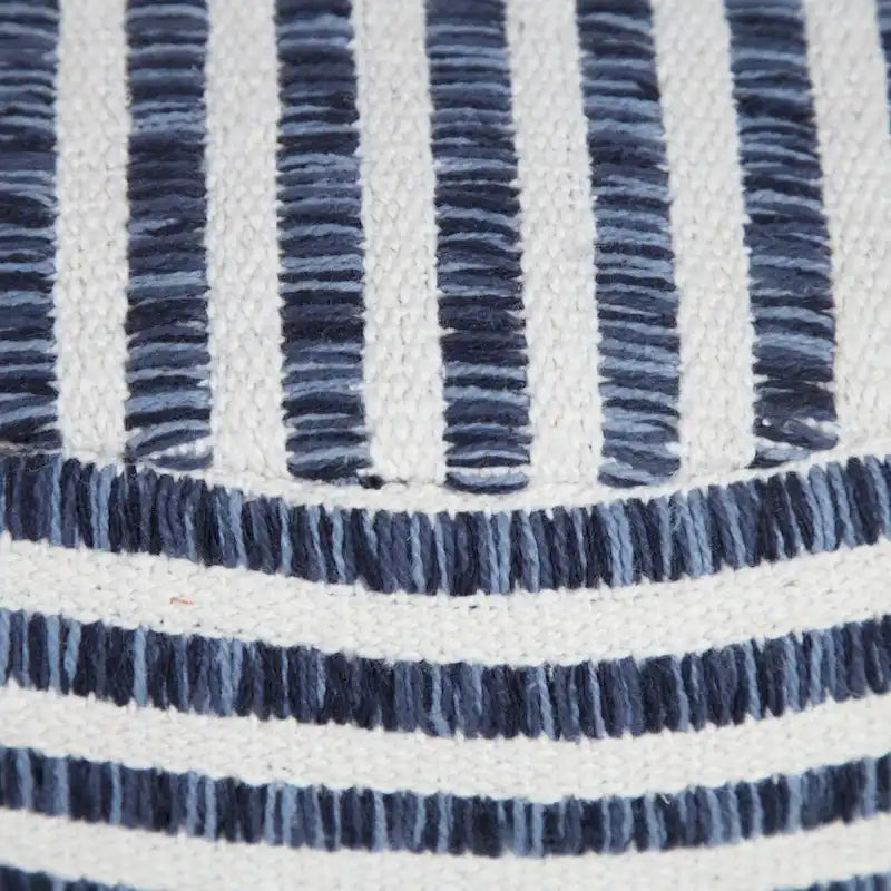 Pouf HomeRoots 18 Bleu 100 % Coton