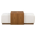 Pouf Jarmo de Poly &amp; Bark avec table réglable en noyer - Cuir italien pleine fleur véritable