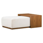 Pouf Jarmo de Poly &amp; Bark avec table réglable en noyer - Cuir italien pleine fleur véritable
