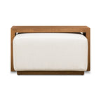 Pouf Jarmo de Poly &amp; Bark avec table réglable en noyer - Cuir italien pleine fleur véritable